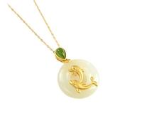 Liumarvexia Collier avec pendentif dauphin en jade naturelle - Élégant collier rétro avec coffret cadeau pour femme, épouse, maman, 50cm, Jade