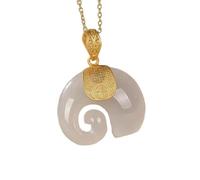 Liumarvexia Collier avec pendentif éléphant en jade blanc naturel élégant collier rétro bijoux avec coffret cadeau pour femme, épouse, maman, 50cm, Jade