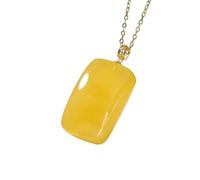 Liumarvexia Collier avec pendentif en cire d'abeille naturelle sans soucis en jade naturel élégant collier rétro bijoux avec coffret cadeau pour femme, épouse, maman, 50cm, Jade