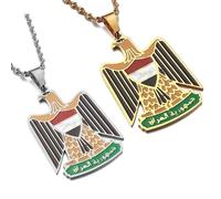 Liumarvexia Collier avec pendentif en forme d'aigle de la République d'Irak, 50cm, Acier inoxydable