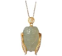 Liumarvexia Collier avec pendentif en forme de cigale en jade naturel élégant et vintage avec coffret cadeau pour femme, épouse, maman, grand-mère, 50cm, Jade