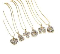 Liumarvexia Collier avec pendentif en forme de lettre initiale colorée en zircon pour femmes et filles - Bijoux d'anniversaire, 50CM, Autre