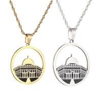 Liumarvexia Collier avec pendentif en forme de mosquée Aqsa en acier inoxydable Keffiyeh Islam Symbole ethnique Bijoux Cadeau, 50cm, Acier inoxydable