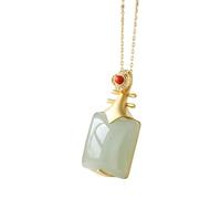 Liumarvexia Collier avec pendentif en jade naturel hotan en forme de pipa - Élégant collier vintage avec coffret cadeau pour femme, épouse, maman, grand-mère, 50cm, Jade