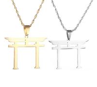 Liumarvexia Collier avec pendentif japonais Shinto en acier inoxydable - Style ethnique rétro, 50cm, Acier inoxydable