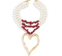 Liumarvexia Collier avec pendentif multicouche exagéré pour femme, perle d'imitation, turquoise, cœur irrégulier, collier délicat pour fête, bijoux tendance punk, adjustable, Autre