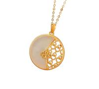 Liumarvexia Collier avec pendentif nuages porte-bonheur Ruyi en jade blanc naturel élégant rétro avec coffret cadeau pour femme, épouse, maman, 50cm, Jade