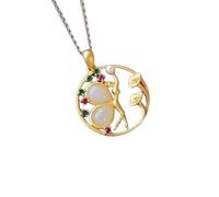 Liumarvexia Collier avec pendentif papillon elfe en jade blanc en jade naturel élégant vintage avec coffret cadeau pour femme, épouse, maman, grand-mère, 50cm, Jade