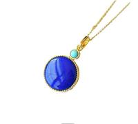 Liumarvexia Collier avec pendentif rond en lapis lazuli naturel sans soucis en jade naturel élégant collier rétro bijoux avec coffret cadeau pour femme, épouse, maman, 50cm, Jade