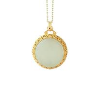 Liumarvexia Collier en jade naturel Hotan ouvert No Warries - Élégant collier rétro avec coffret cadeau pour femme, épouse, maman, 50cm, Jade