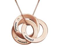 Liumarvexia Collier personnalisé pour homme et femme, collier avec pendentif rond à 3 noms entrelacés, cadeau personnalisé pour anniversaire, Saint-Valentin, anniversaire, cadeau de famille, 50cm