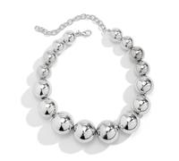 Liumarvexia Collier punk exagéré de grandes perles rondes pour femmes, collier ras du cou minimaliste brillant boule délicate collier de fête punk tendance bijoux cadeau, adjustable, Autre