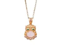 Liumarvexia Collier vintage avec pendentif hibou en jade blanc et strass en jade naturel élégant avec coffret cadeau pour femme, épouse, maman, grand-mère, 50cm, Jade