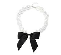 Liumarvexia Grand collier avec pendentif en forme de nœud en perles pour femme, collier ras du cou vintage imitation perle collier délicat bijoux de fête, adjustable, Autre