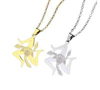 Liumarvexia Lot de 2 colliers avec pendentif carte de la Sicile, colliers avec drapeau de la carte de l'Italie, collier classique Hip Hop Sicile, bijoux pour femmes et hommes bijoux tendance, 50cm