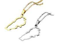 Liumarvexia Lot de 2 colliers avec pendentif carte du Liban, collier classique Hip Hop creux du Liban pour homme et femme, 50cm, Acier inoxydable