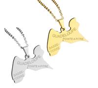 Liumarvexia Lot de 2 colliers de l'île de Guadeloupe pour femme - Collier avec pendentif carte de drapeau - Bijoux nationaux - Cadeaux pour hommes, 50cm, Acier inoxydable