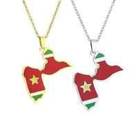 Liumarvexia Lot de 2 colliers de l'île de Guadeloupe pour femme - Collier avec pendentif carte de drapeau - Bijoux nationaux - Cadeaux pour hommes, 50cm, Acier inoxydable