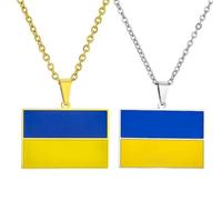 Liumarvexia Lot de 2 colliers décoratifs avec drapeau de l'Ukraine - Bijoux fantaisie - Pendentif unisexe - Cadeau pour femme et homme, 50cm, Acier inoxydable
