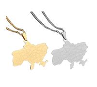 Liumarvexia Lot de 2 colliers décoratifs avec drapeau des villes ukrainiennes - Collier fantaisie avec pendentif - Unisexe - Cadeau pour homme et femme, 50cm, Acier inoxydable