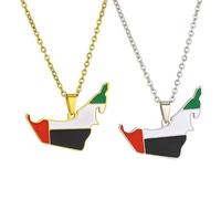 Liumarvexia Lot de 2 colliers décoratifs avec motif carte du drapeau des Émirats arabes unis, collier fantaisie pour femme et homme, 50cm, Acier inoxydable