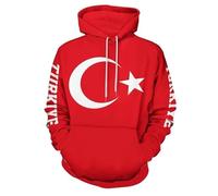 Liumarvexia Sweat à capuche pour homme avec imprimé drapeau turc Türkiye pour femme Impression 3D Manches longues Sweat à capuche décontracté avec grande poche kanga Unisexe, Drapeau Turquie Türkiye