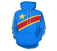 Liumarvexia Sweat à capuche pour homme République démocratique du Congo Fla imprimé pull pour femme impression 3D à manches longues sweat à capuche décontracté avec grande poche kanga unisexe à