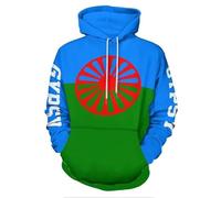 Liumarvexia Sweat à capuche pour hommes avec impression drapeau gitane pull femmes impression 3D manches longues sweat à capuche décontracté avec poche Big Kanga unisexe à capuche vêtements de sport