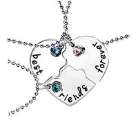 Liummrcy 3PCS / SET Best Friend Forever Collier Kit, Strass Bff Collier En Forme De Coeur Pendentif Amitié Puzzle Couture Collier Bijoux Cadeau Meilleur Ami Colliers Pour Amis