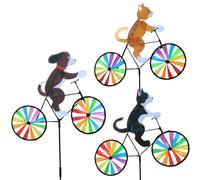 Liummrcy 3pcs Wind Spinner 24x20 Pouces Cat et Chiens de Vent Spinners de Vent extérieur Mignon 3D Sculpture Animale Spinners décoratifs extérieurs pour la pelouse du Parc Jardin, Sculptures