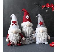 Liummrcy Gnomes de Noël Poupée sans Visage en Peluche avec Chapeau - Nains Chiffres Décorations de Table Gonks Suédois Ornement du Père Noël Tomte Elf 3PCS