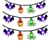 Liummrcy Halloween Lights 118.11 po..30 LED Battered Pumpkin Bat Spider Halloween String Lights Decorations imperméables pour la porte de la fenêtre intérieure extérieure, décorations
