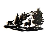 Liummrcy Metal Mountain Wall Art Home Decorations suspendues sculptures murales Scène des cerfs de forêt pour chambre de salon Metal Mountain Art Forest Forest Scene Mur suspendu Sculpture