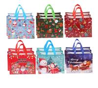 Liummrcy Ornements de Noël, Sacs de Noël 12pcs la Couleur du thème imprimé Pliable Sacs fourre-Tout Strong Chargement Tissu Non tissé pour la fête Bonbons