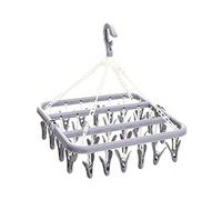 Liummrcy Séchoir à Chaussettes Support de séchage de vêtements Pliant Cintre de sous-vêtements en Plastique Rotatif avec 32 Clips Coupe-Vent, Supports de séchage