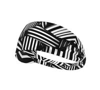 LiuMng Bandeaux larges pour homme et femme - Lignes géométriques noires et blanches imprimées - Bandeau élastique pour le sport, l'entraînement et la course à pied