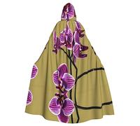 LiuMng Belle cape à capuche unisexe orchidées - Longue cape complète pour costume d'Halloween Cosplay et jeu de rôle sorcier sorcier