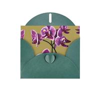 LiuMng Belles cartes vierges imprimées orchidées avec enveloppes vert foncé, belles cartes de vœux d'anniversaire 10,2 x 15,2 cm, pour toutes les occasions