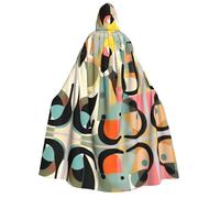 LiuMng Cape à capuche d'Halloween pour adulte, art moderne du milieu du siècle, imprimé chat, cape de magicien unisexe, pour les vacances, les fêtes, les costumes de cosplay