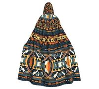 LiuMng Cape à capuche unisexe à texture ethnique tribale africaine - Longue cape complète pour costume d'Halloween, cosplay et sorcier, jeu de rôle