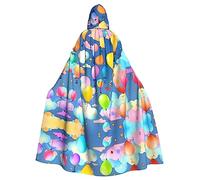 LiuMng Cape à capuche unisexe avec ballons colorés - Longue cape pour costume d'Halloween, cosplay et jeu de rôle de sorcier
