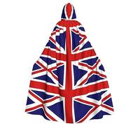LiuMng Cape à capuche unisexe avec drapeau du Royaume-Uni - Longue cape pour costume d'Halloween, cosplay et sorcier, jeu de rôle