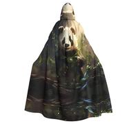 LiuMng Cape à capuche unisexe avec motif panda mignon - Longue cape pour costume d'Halloween, cosplay et jeu de rôle de sorcier