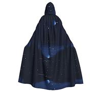 LiuMng Cape à capuche unisexe bleu foncé avec vision nocturne - Longue cape complète pour costume d'Halloween, cosplay et jeu de rôle de sorcier