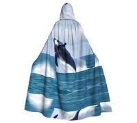 LiuMng Cape à capuche unisexe Whales at sea - Longue cape complète pour costume d'Halloween, cosplay et jeu de rôle de sorcier