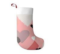 LiuMng Chaussettes de Noël abstraites avec motif graphique d'amour - Grandes chaussettes classiques personnalisées pour sapin de Noël, pour cheminée de ferme familiale, noir, taille unique