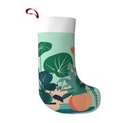 LiuMng Chaussettes de Noël d'intérieur vertes en pot de dessin animé - Grandes chaussettes classiques personnalisées pour sapin de Noël, pour cheminée de ferme familiale, noir, taille unique