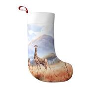 LiuMng Chaussettes de Noël motif girafe de savane africaine - Grandes chaussettes classiques personnalisées pour sapin de Noël, pour cheminée de ferme familiale, noir, taille unique