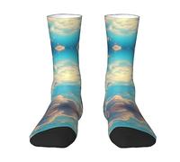 LiuMng Cloudy Sky Chaussettes de course extensibles en 3D pour adulte Évacuation de l'humidité pour le fitness en plein air Blanc, 2 Noir-2, taille unique