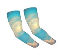 LiuMng Cloudy Sky Print Manchons de bras rafraîchissants - Protection solaire UV Compression pour course à pied, cyclisme et activités de plein air, noir, taille unique